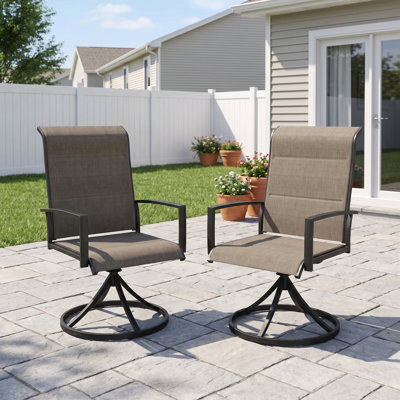 360°Swivel Padded Textilene Patio Chair
