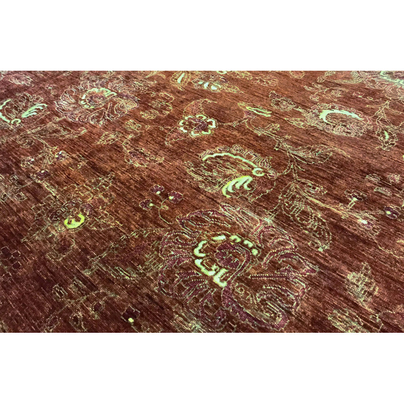 Wool Floral Area Rug in Rust