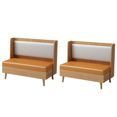 Retro Simple Restaurant Dessert Shop Cafe Bench Faux Leather Upholstered Bench