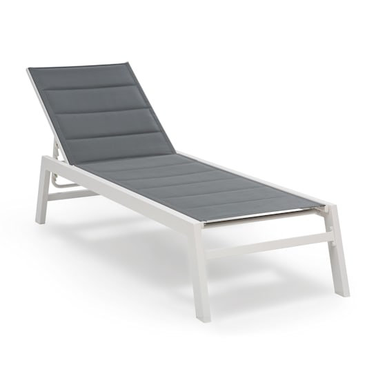 165cm Long Reclining Single Chaise, White/Grey