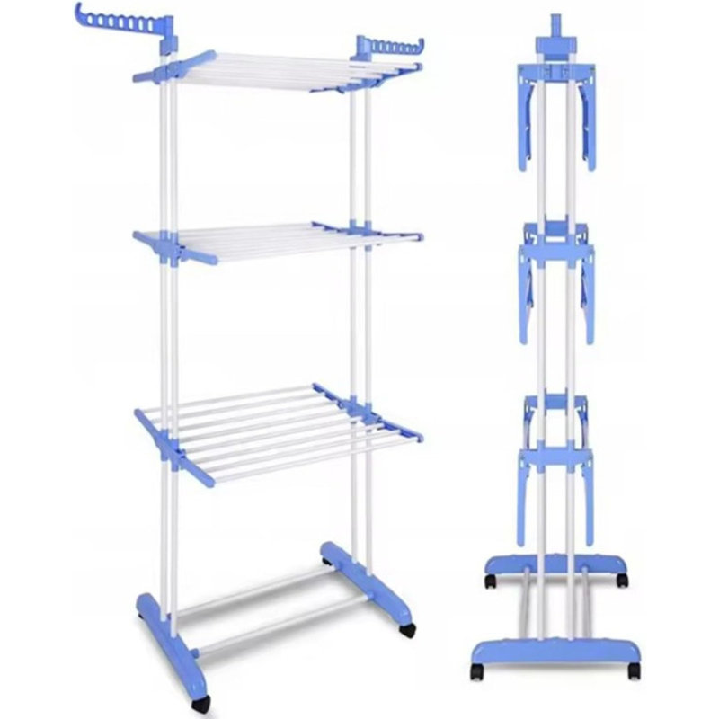 Stainless Steel Foldable Freestanding Drying Rack, Blue