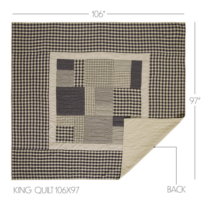 King Navy Cotton Reversible Patchwork Quilt
