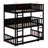Triple Wood Bunk Bed, With Ladders, Guardrails Detachable Bunk Bed-322936121