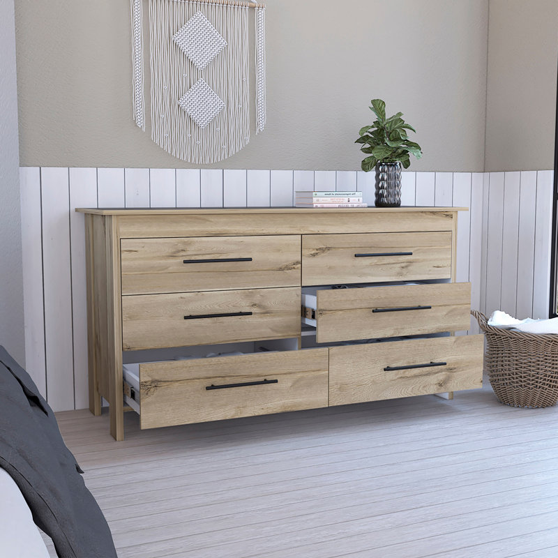 Commode rectangulaire à 6 tiroirs Southington, Beige