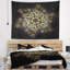 Tapisserie de fleur abstrait noir à motif floral jaune-28498207