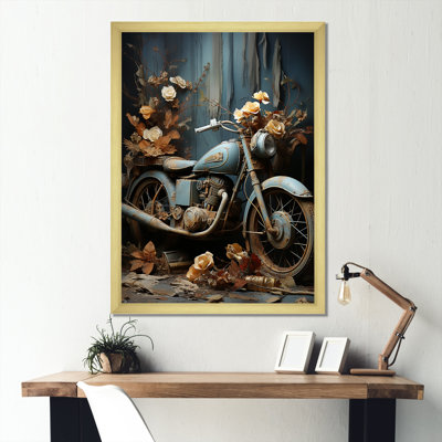 Motocyclette rustique avec fleur d'aventure I