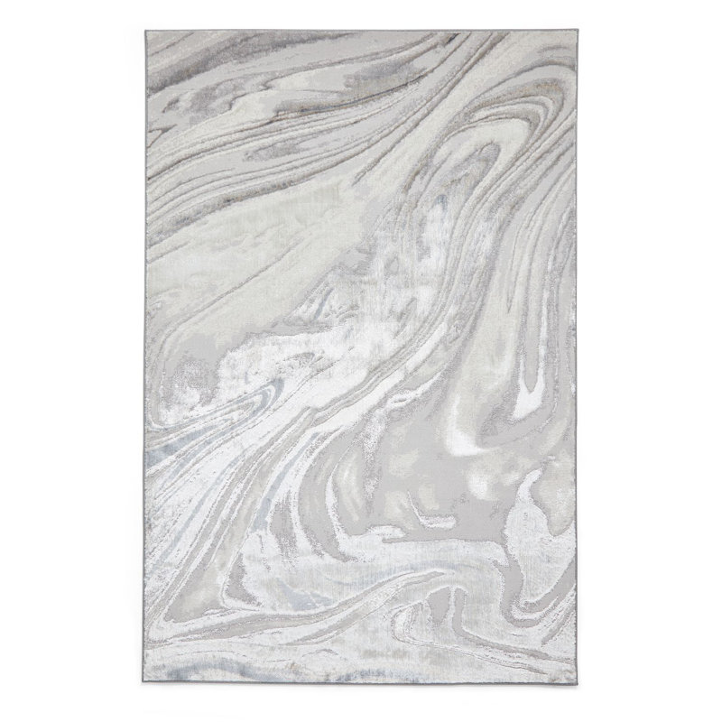 Daiki Machine Woven Silver Area Rug, Rectangle 80 x 150cm