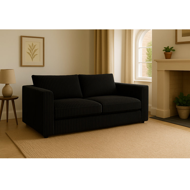3 Seater Corduroy Sofa, Black