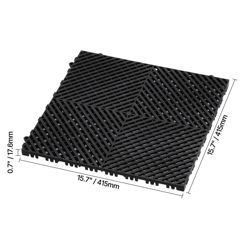 Tapis de drainage à emboîtement, matériau PP durable à coussin emboîtable modulaire, tapis de drainage épissables, carrelage de drainage et tapis de douche antidérapant, pour le garage, le jardin, la cuisine et l'extérieur