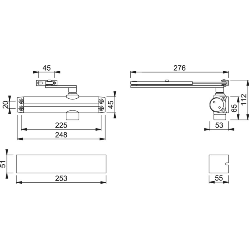 Amariya Size 2-4 Door Closer (Square)