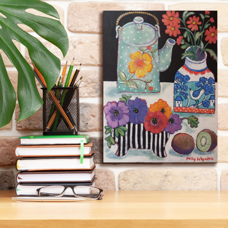 «Happy as till Life with Kiwi» par Holly Wojhan, art mural sur toile, H 16 po x l 12 po x P 0,75 po