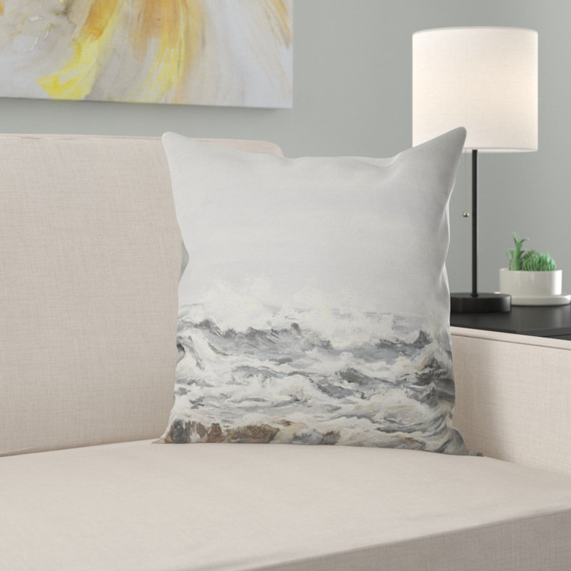 Grey Sea Waves - Sea & Shore Printed Pillow, 16" x 16", Throw Pillow