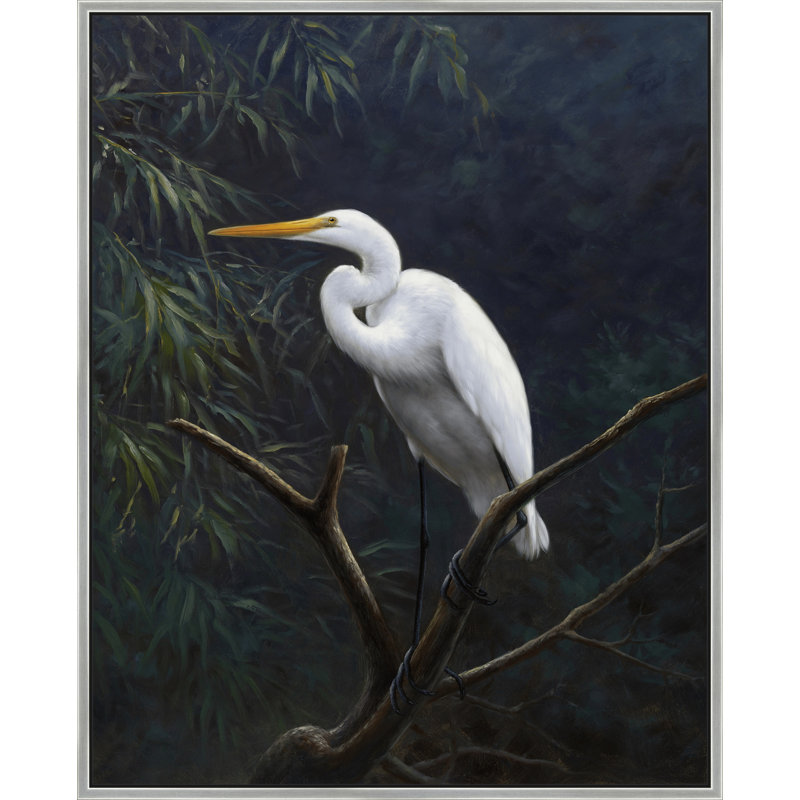 The Elegant Egret Painting, Silver