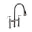 3 Hole Brushed Nickel Bridge Kitchen Faucet With Pull Down Sprayer,2 Handle Faucet For Kitchen Sinks Pull Out Sprayer Kitchen Sink Faucet