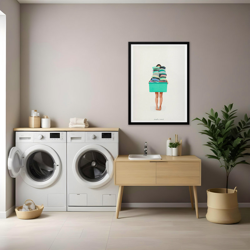 Pop Art & Retro "Laundry Basket" Framed Print Wall Art, 10" H x 8" W 