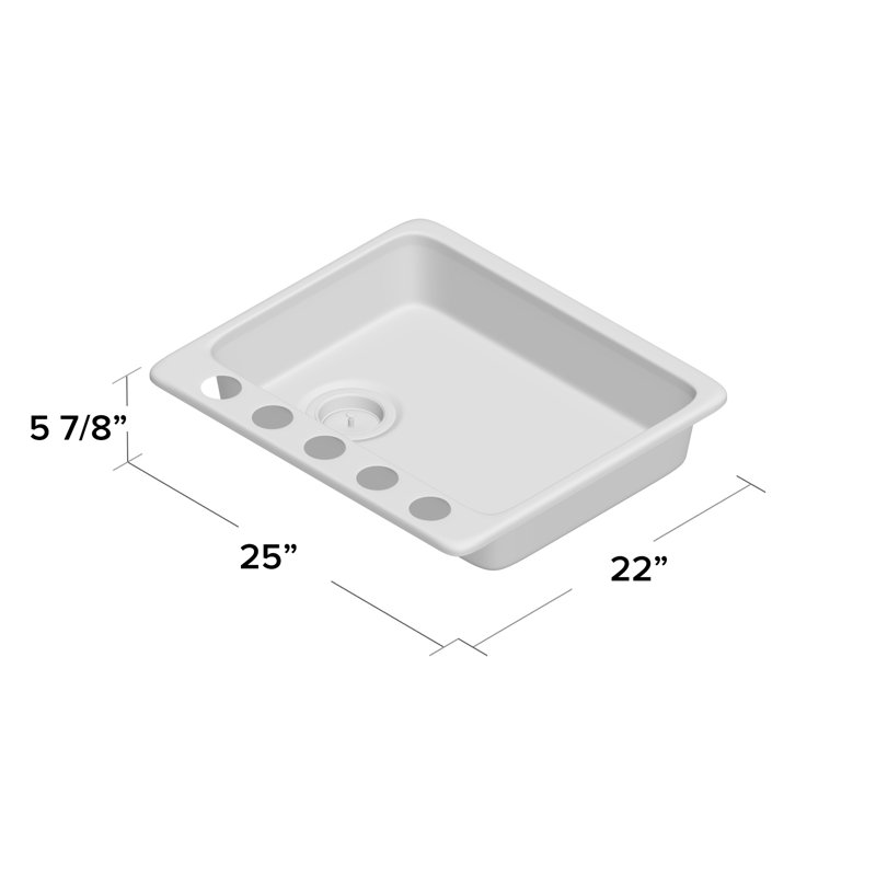 Riverby 25" L x 22" W Undermount Single Bowl Kitchen Sink, Biscuit