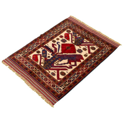 Tapis unique en laine noué à la main 4 pi 2 po x 5 pi 9 po nouvel âge Haidn