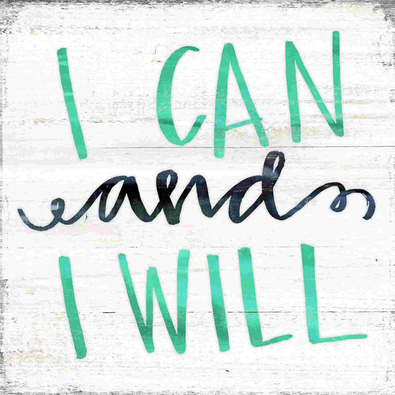 I Can And I Will Wood, H 12 po x l 12 po x P 1,25 po, Vert / blanc