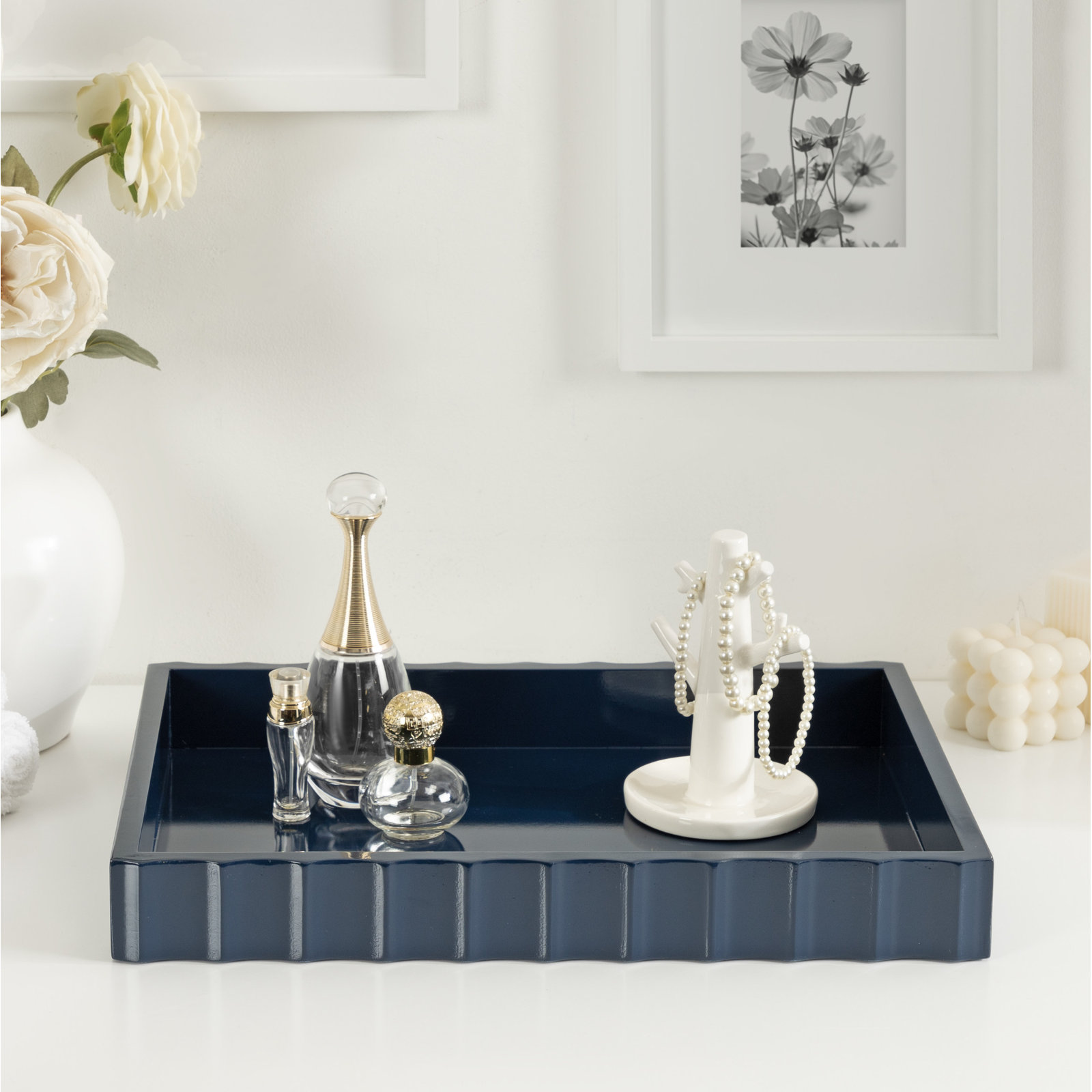 Cardella Decorative Tray, Navy