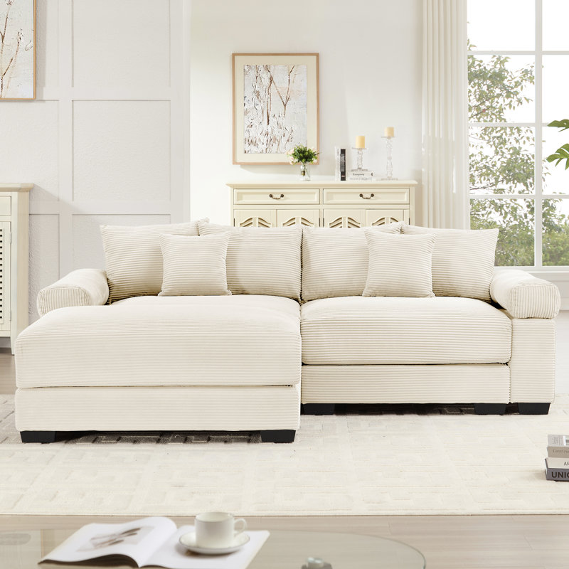 Canapé modulaire en forme de L 82,6 po avec velours côtelé doux, assise profonde, dossier large et ergonomique, 6 coussins, ajustement facile pour un canapé en velours côtelé surdimensionné, siège, conception, jet