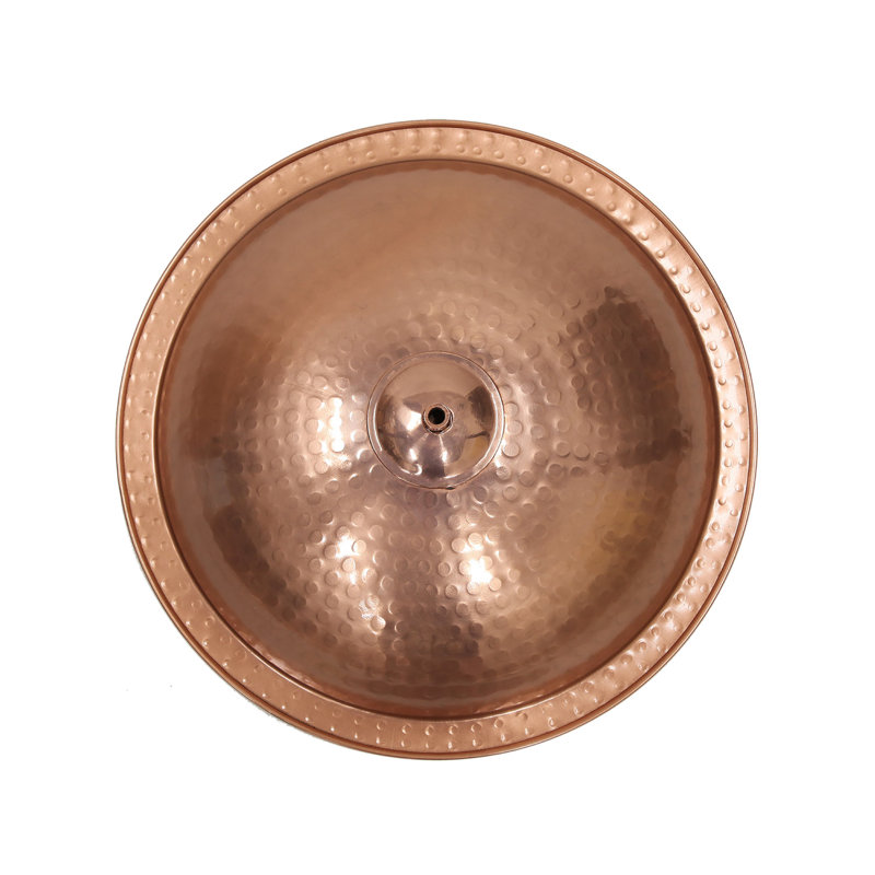 Hammered Copper Birdbath Bowl with Stake
