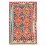 Hand Knotted Wool Area Rug in Red And Navy