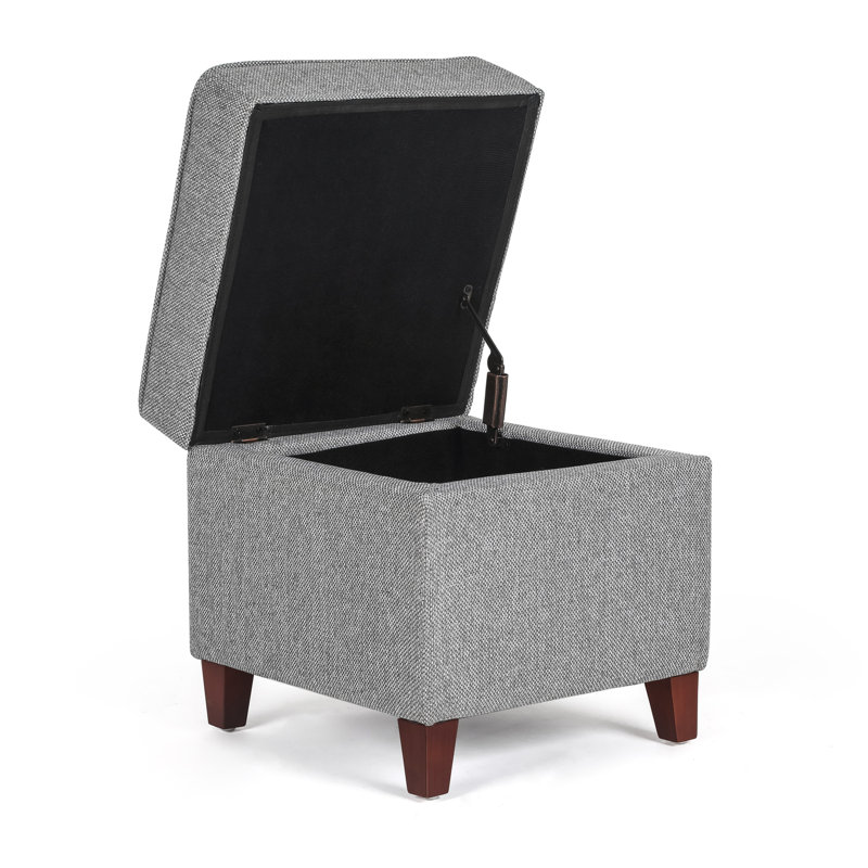 Repose-pieds carré avec rangement 17,5 po, 100 % polyester gris clair