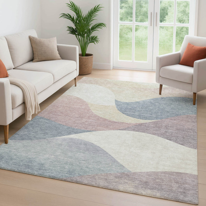 Premium Machine Washable Mayfield  swirls Rug, Beige, 2'6" x 3'10"