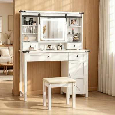 Modern Beauty Console,Vanity Set with LED Mirror & Cushioned Stool,Vanity Unit,Storage Dressing Table,Vanity Table Furniture Set(Only 1pcs Dressing Ta