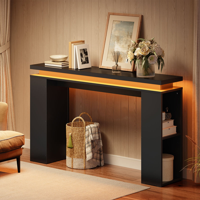 Console 47,2 po avec lumières DEL, table d'entrée étroite avec plateau flottant