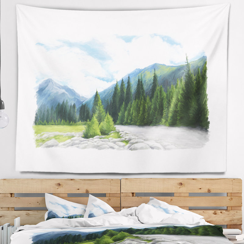 Tapisserie «Happy Summer Pastures in Mountains», H 68 po x l 80 po