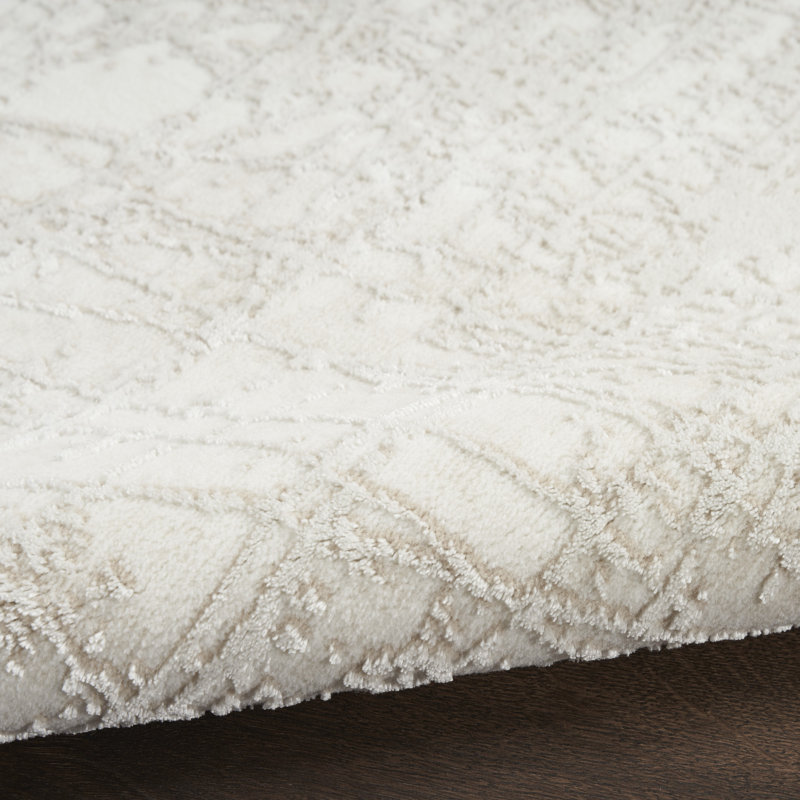Home Texture Power Loom Polyester Abstract Area Rug in Gray/Ivory