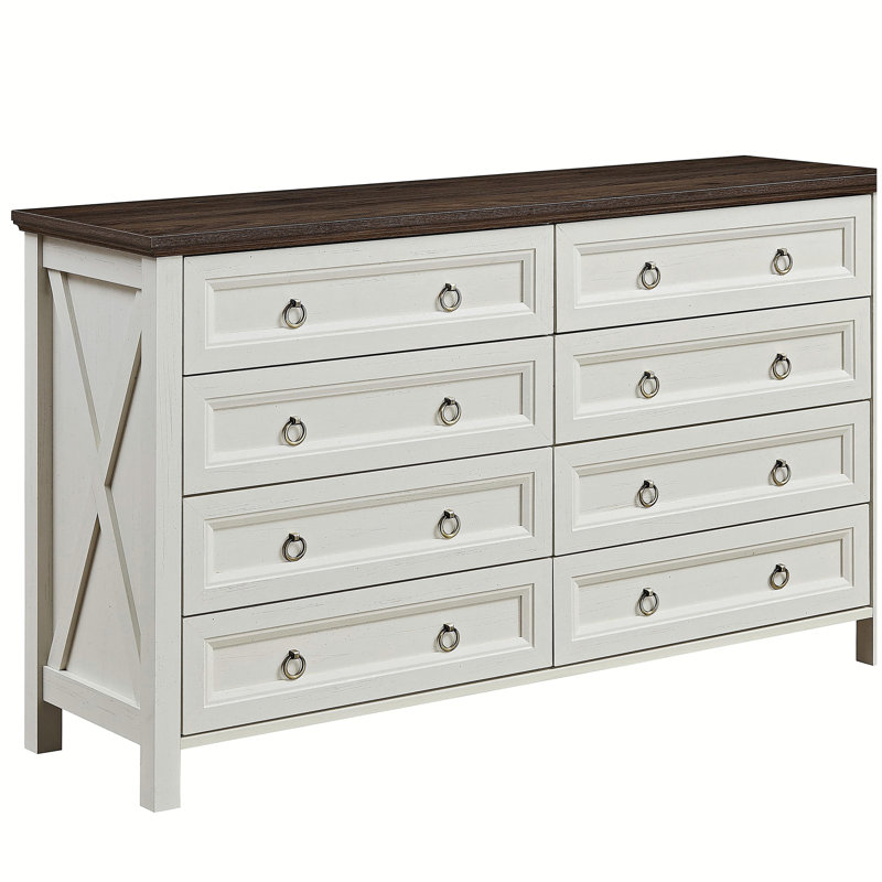 Commodes à 8 tiroirs Farmhouse pour chambre à coucher, commode haute rustique en bois, organisateur de commode pour chambre à coucher, salon, couloir
