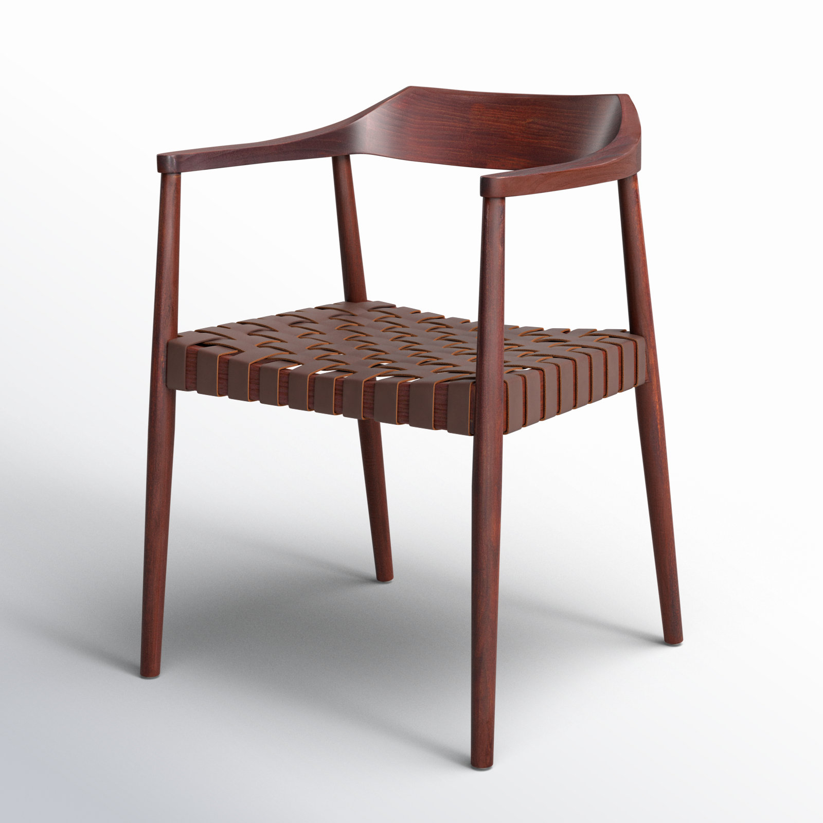 Noreen Side Chair, Cognac Genuine Leather, Walnut