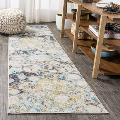 Dessens Marbled Abstract Blue/Beige Rug