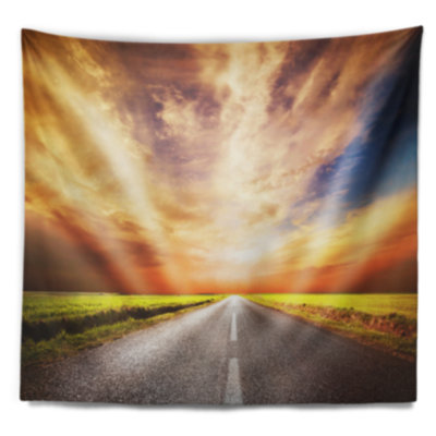 Route vers la tapisserie du ciel coucher de soleil