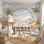 Papier peint arc-en-ciel avec palmiers-1128791560-1128791567