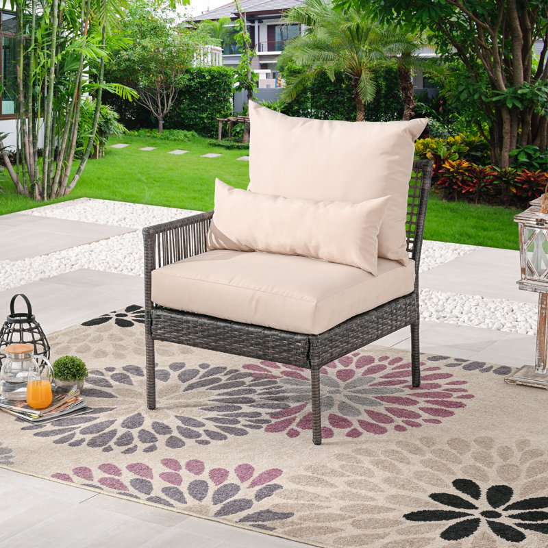 Addiego Outdoor Right-Arm Lounge Chair with Cushions