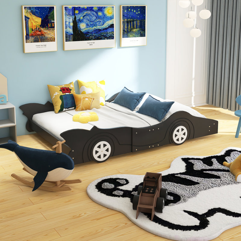 Lit plateforme avec roulettes Race, Double, Noir