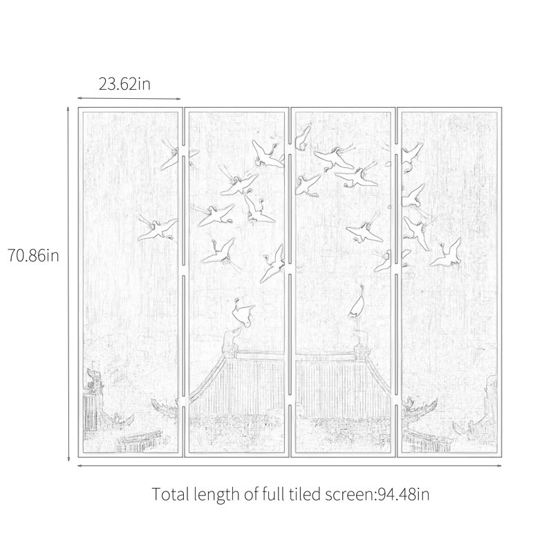 Classical aesthetic screen, 70.86" H x 94.48" W x 1.18" D