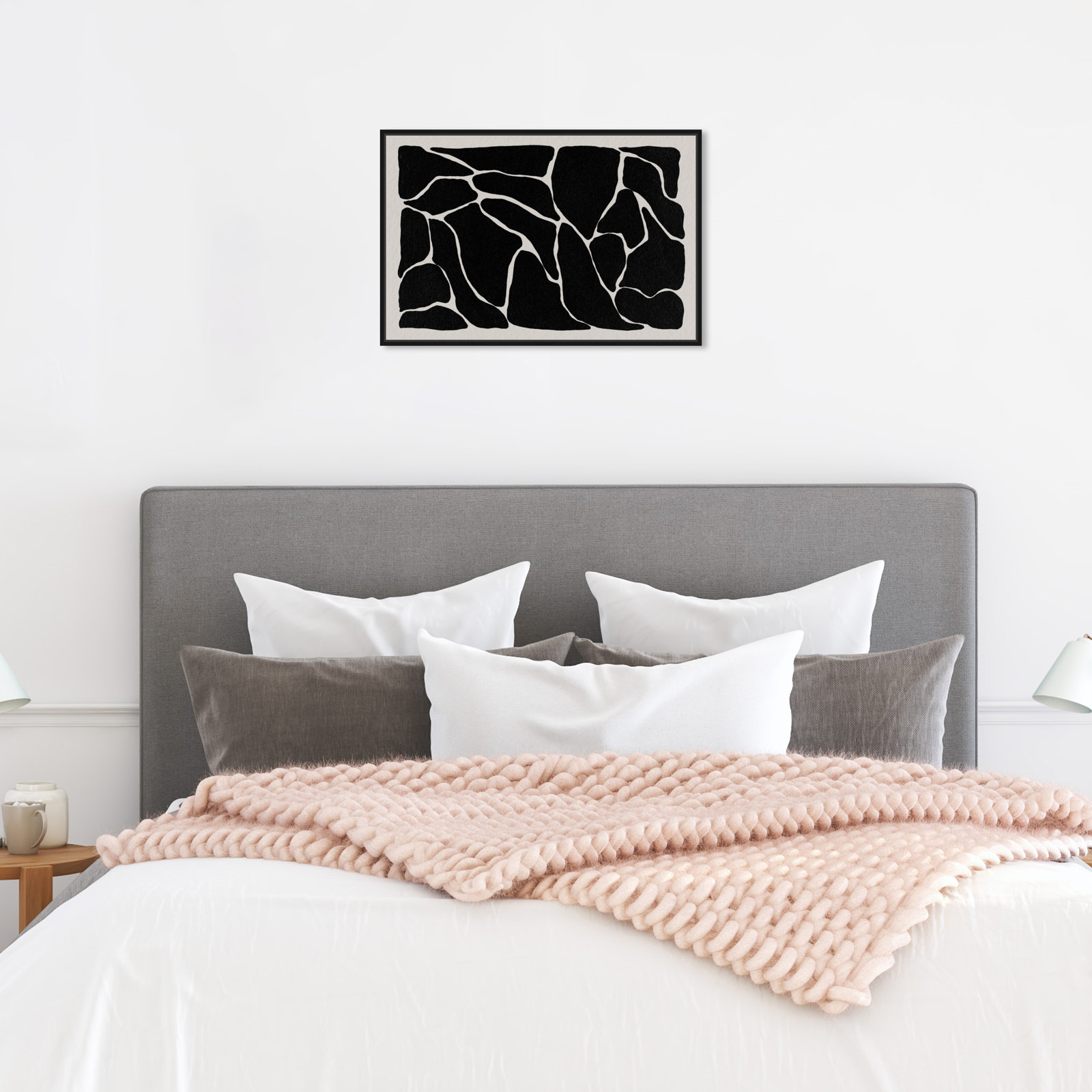 Abstract Black and White Giraffe Pattern Print, Black, 17" H x 25" W