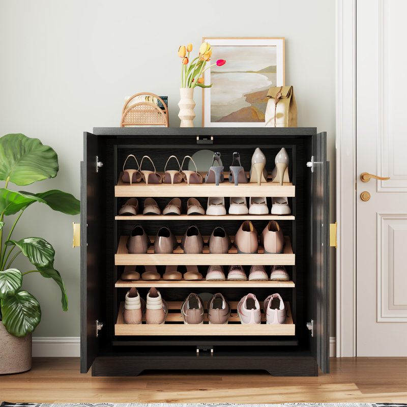5-Tier Shoe Cabinet with Rotating Shoe Rack, Freestanding Shoe Storage Cabinet for 15-20 Pairs, Black