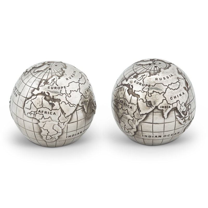 Ensemble salière et poivrière Medici Living Pewter World Globe