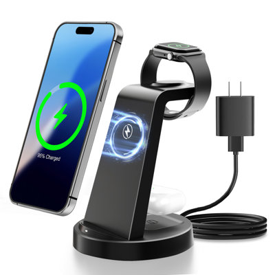 Wireless Charger Iphone Charging Station: 3 In 1 Charger Stand Multiple Devices For Apple - iPhone 18 17 Air 16e 16 15 14 Pro Max Plus 13 12 11 - Watch 10 9 8 7 6 5 4 3 2 Se And Ultra Series - Airpods 4 3 2 Pro