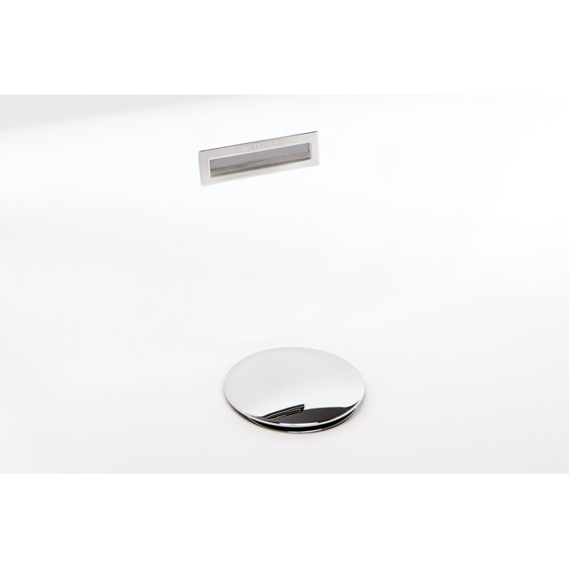 Cube 60'' L Soaking Bathtub, White True High Gloss, Polished Chrome