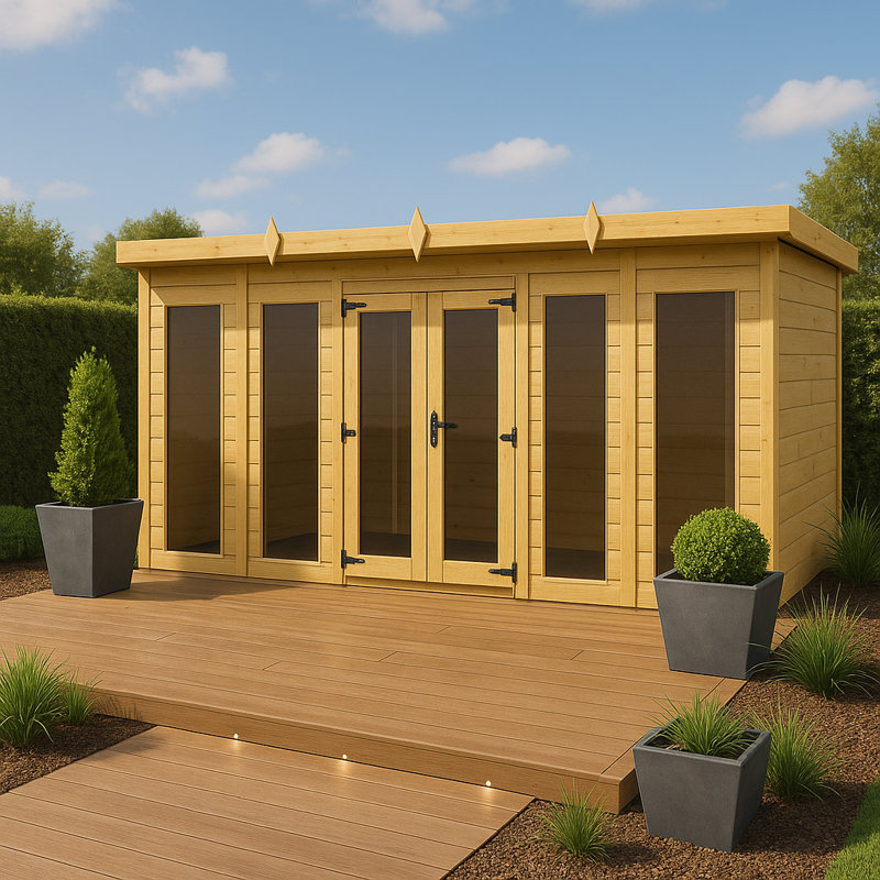 14ft x 6ft Pent Summer House (Full Height Window)