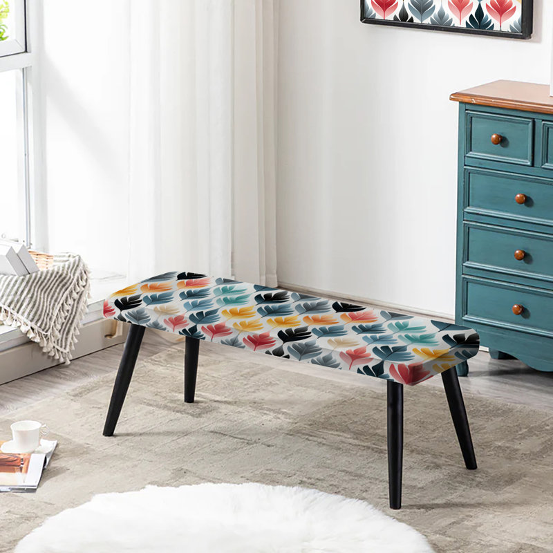 Formes botaniques scandinaves - Banc noir rembourré géométrique