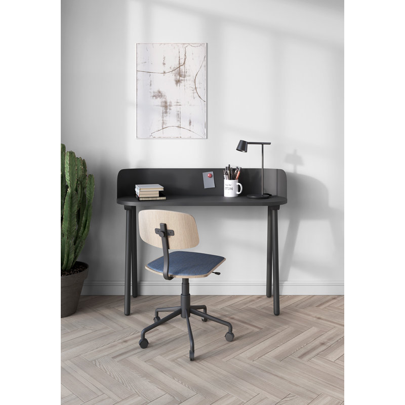 Eta Oval Solid Wood Base Writing Desk, Grey, Grey