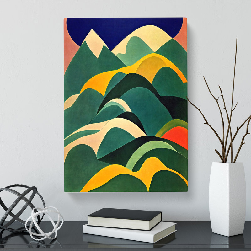 Curved Mountain Abstract - Wrapped Canvas, 76cm H x 50cm W x 3cm D