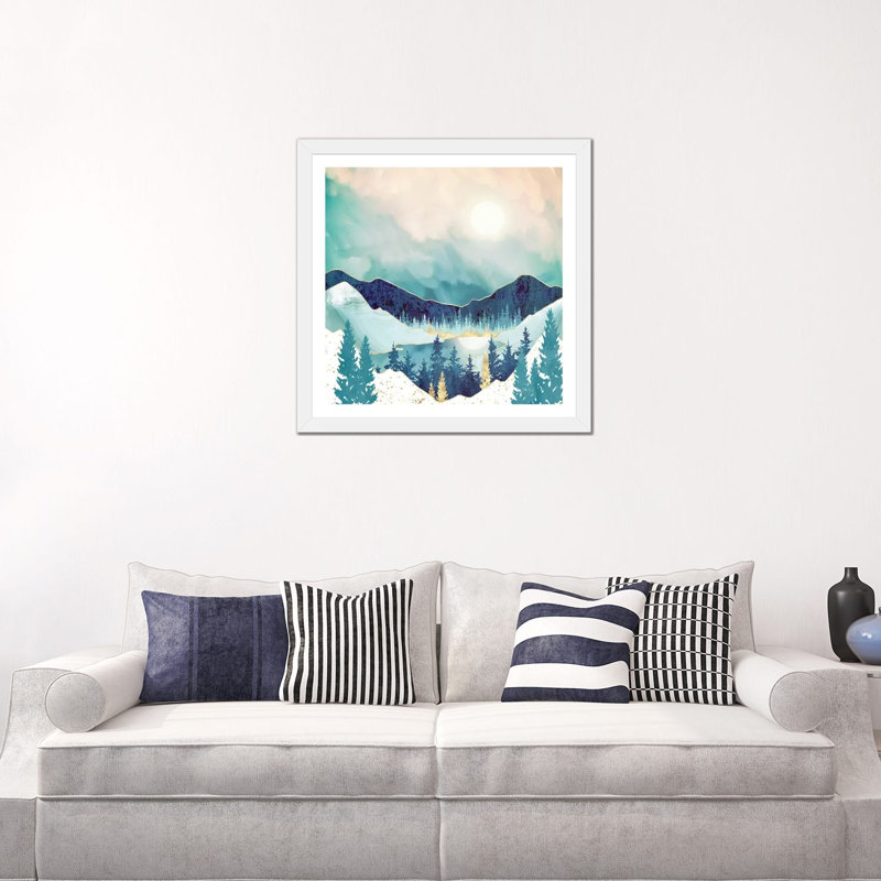 Sky Reflection - impression d'art graphique, Blanc, H 24 po x l 24 po x p 1 po, Papier encadré blanc